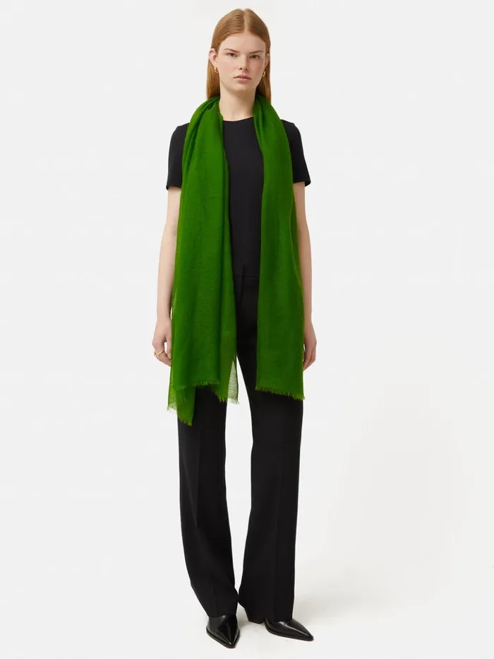 Jigsaw Pure Cashmere Gauze Scarf Green Women Ponchos and Scarves