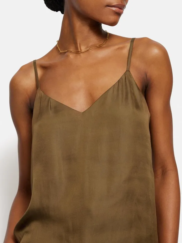 Jigsaw Recycled Satin Cami Khaki Women Shirts and Tops