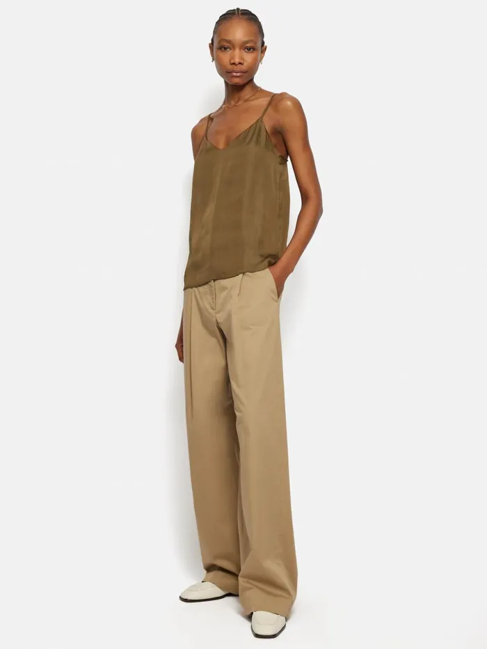 Jigsaw Recycled Satin Cami Khaki Women Shirts and Tops