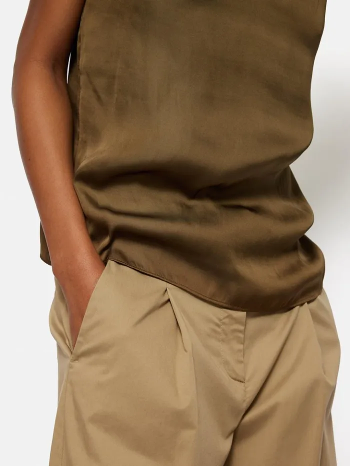 Jigsaw Recycled Satin Cami Khaki Women Shirts and Tops