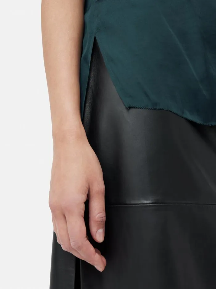 Jigsaw Recycled Satin Ruffle Top Blue Women Shirts and Tops