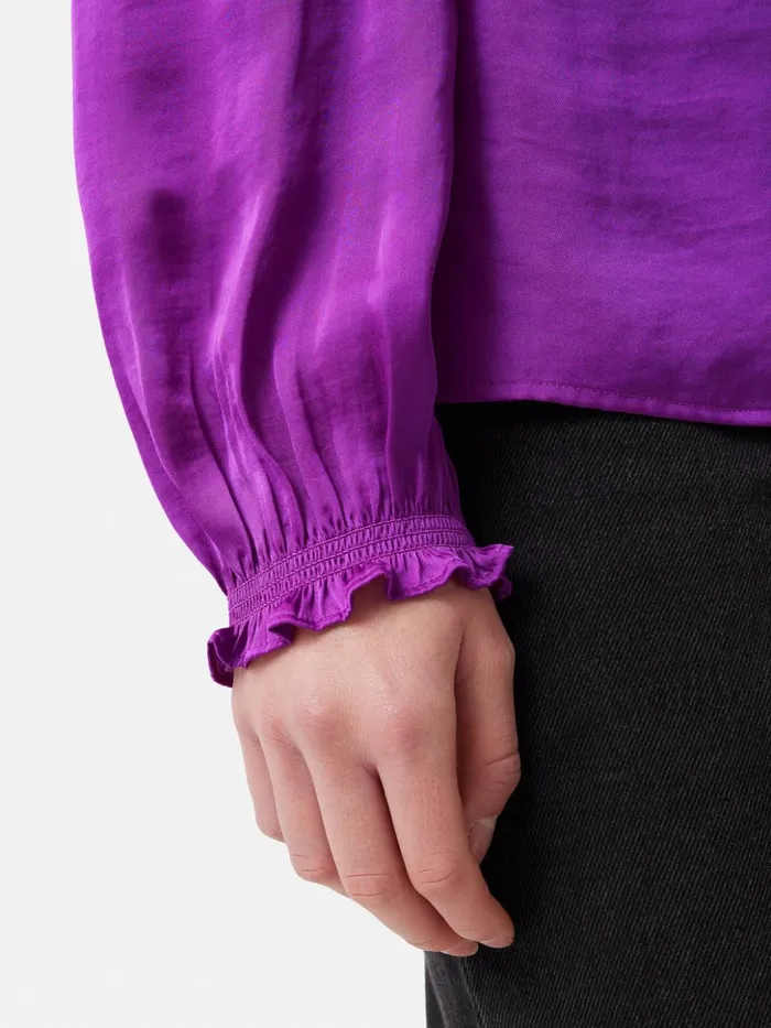 Jigsaw Recycled Satin V Neck Top Purple Women Shirts and Tops