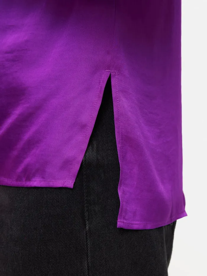 Jigsaw Recycled Satin V Neck Top Purple Women Shirts and Tops