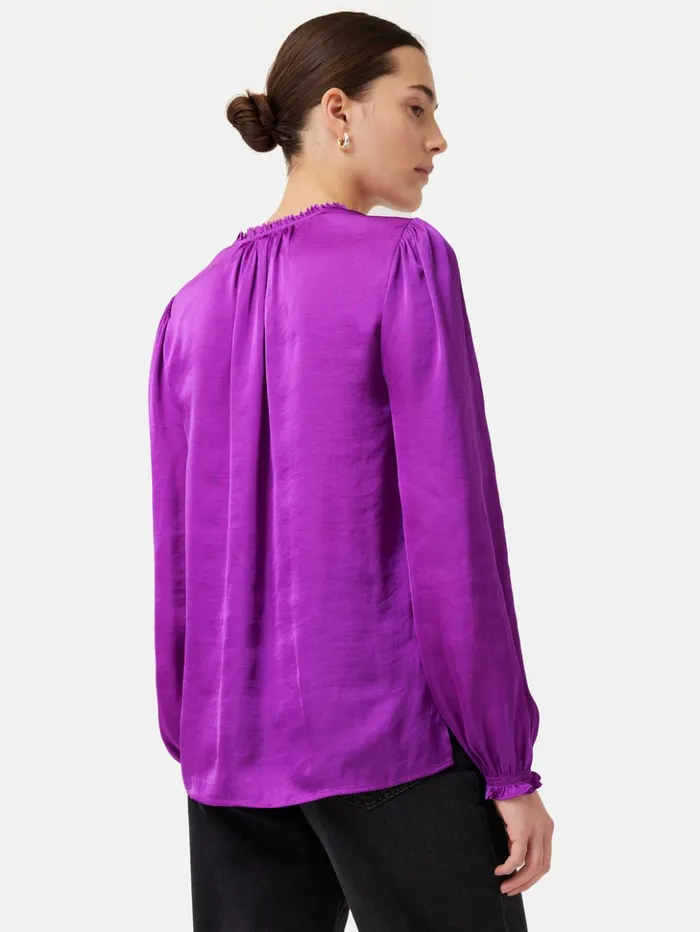 Jigsaw Recycled Satin V Neck Top Purple Women Shirts and Tops