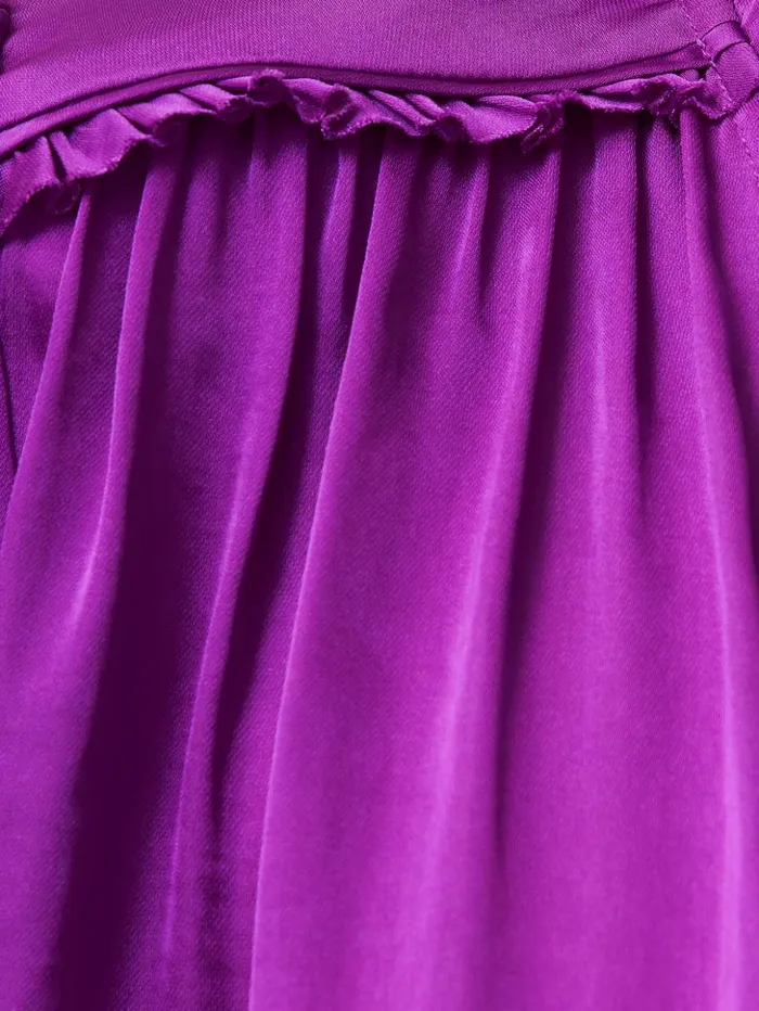 Jigsaw Recycled Satin V Neck Top Purple Women Shirts and Tops