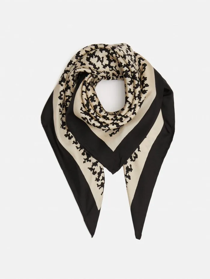 Jigsaw Reef Small Silk Twill Scarf Monochrome Women Ponchos and Scarves