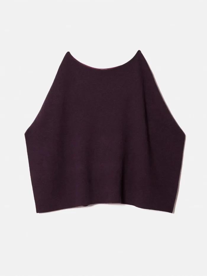 Jigsaw Reversible Cotton Blend Poncho Burgundy Women Knitwear and Cashmere
