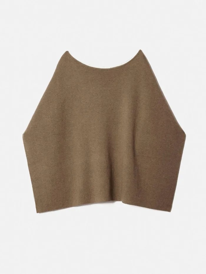 Jigsaw Reversible Cotton Blend Poncho Camel Women Knitwear and Cashmere