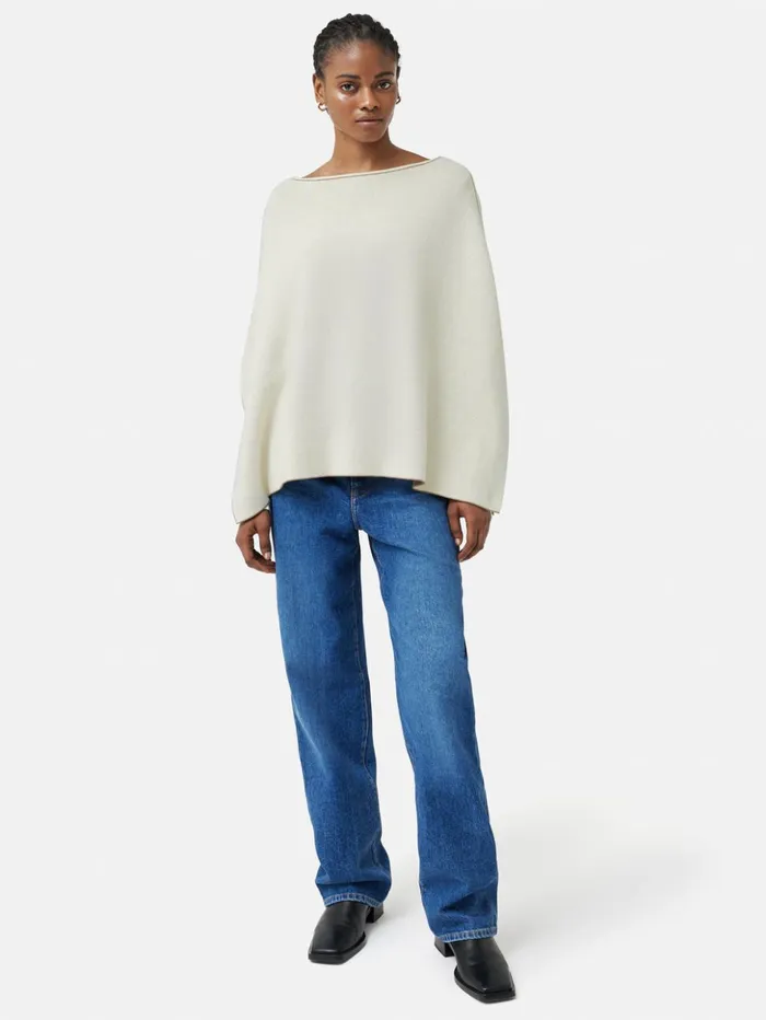 Jigsaw Reversible Cotton Blend Poncho Camel Women Knitwear and Cashmere