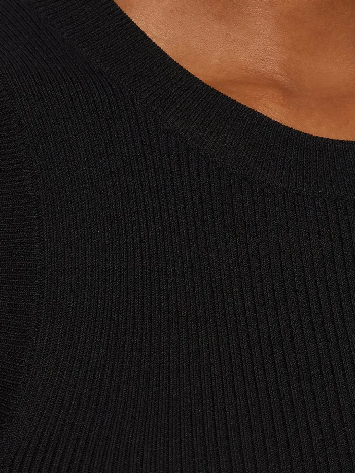 Jigsaw Rib Knitted Tank Black Women Shirts and Tops
