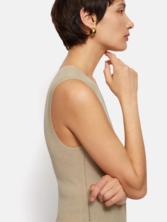 Jigsaw Rib Knitted Tank Neutral Women Shirts and Tops