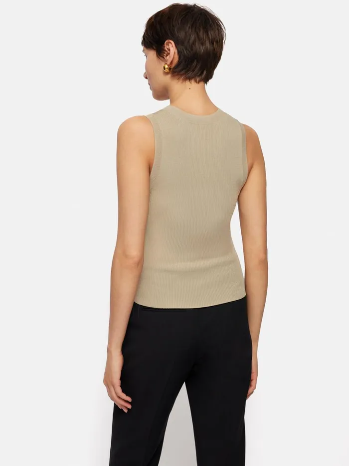 Jigsaw Rib Knitted Tank Neutral Women Shirts and Tops