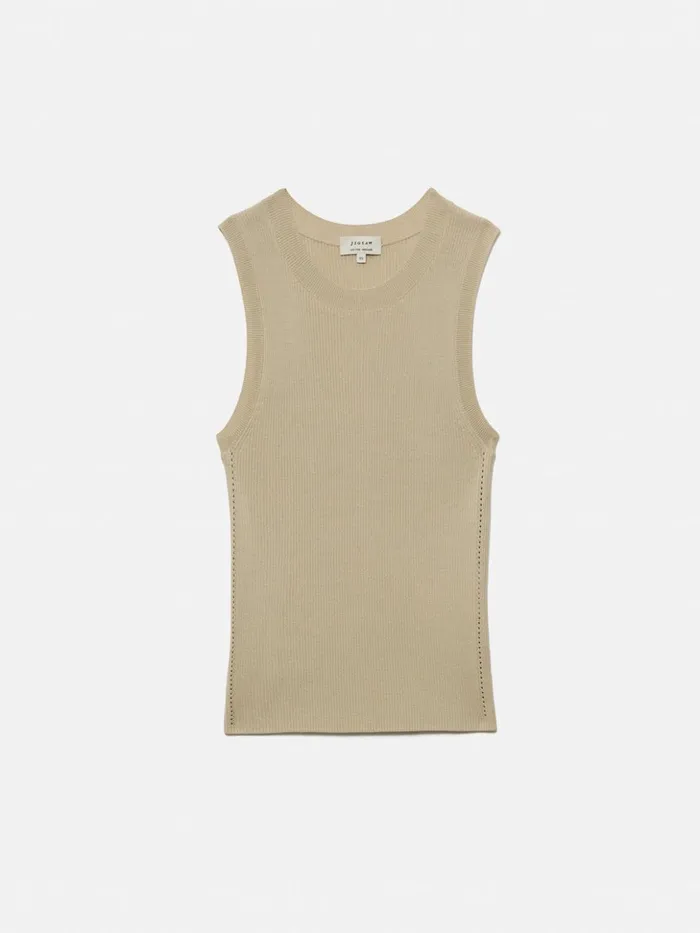Jigsaw Rib Knitted Tank Neutral Women Shirts and Tops