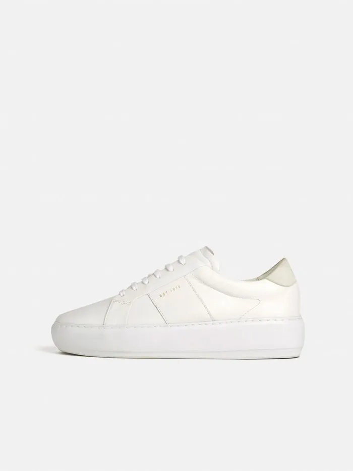 Jigsaw Riva Leather Platform Trainer White Women Flats