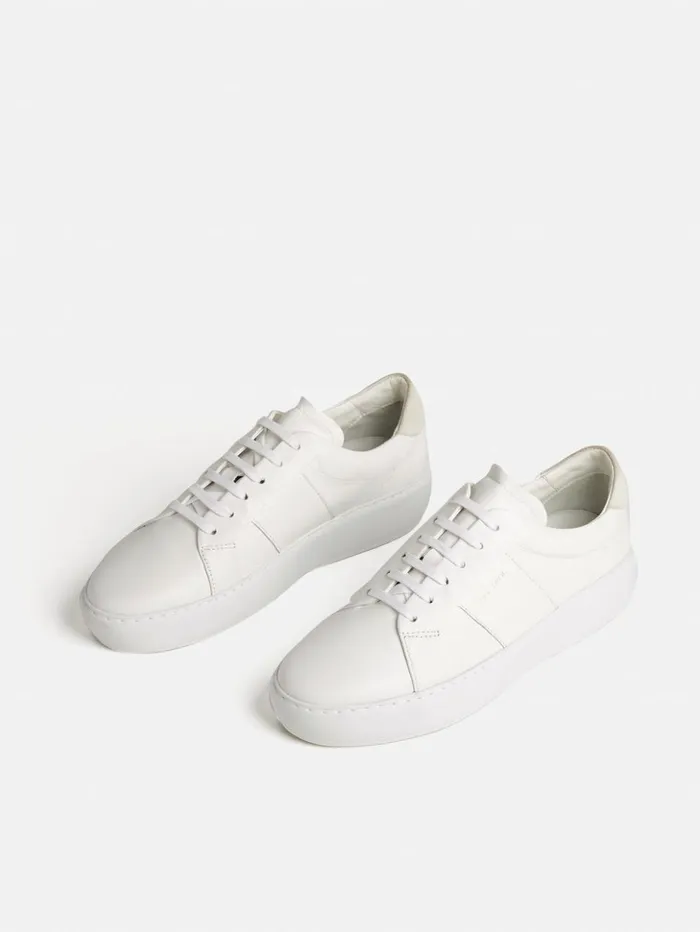 Jigsaw Riva Leather Platform Trainer White Women Flats