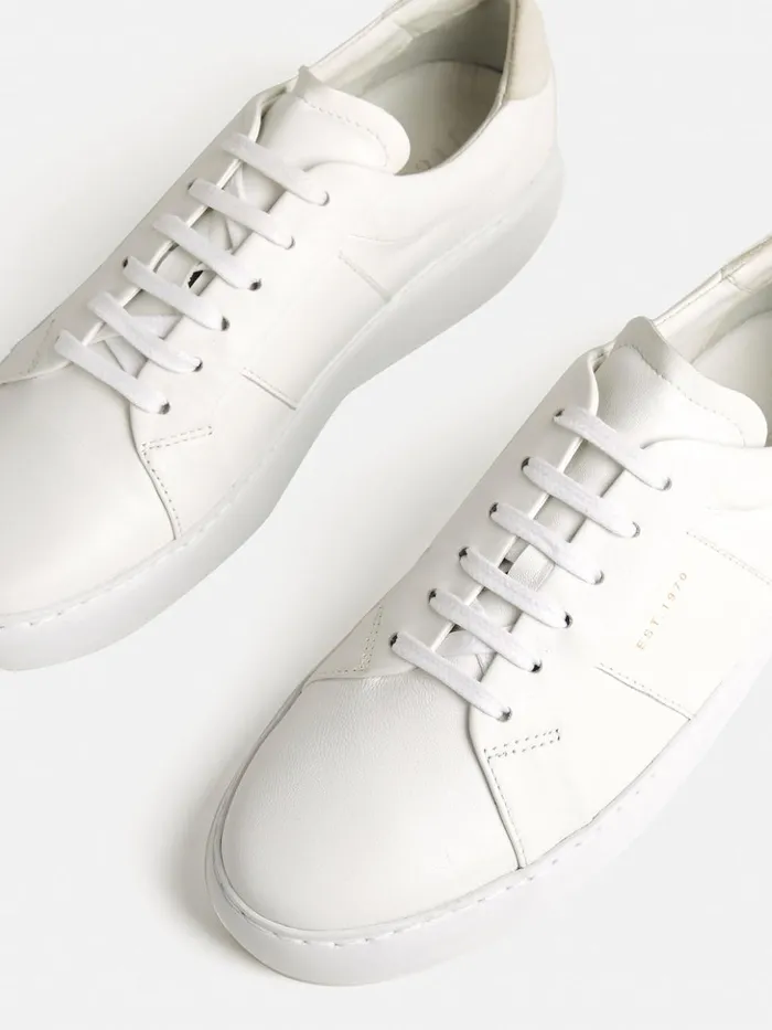 Jigsaw Riva Leather Platform Trainer White Women Flats