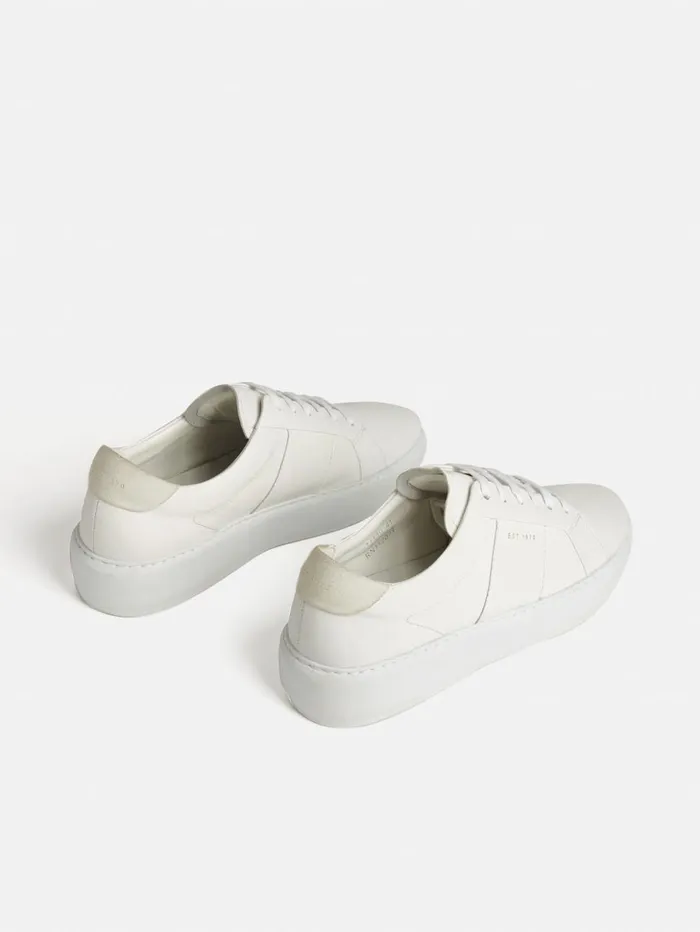 Jigsaw Riva Leather Platform Trainer White Women Flats