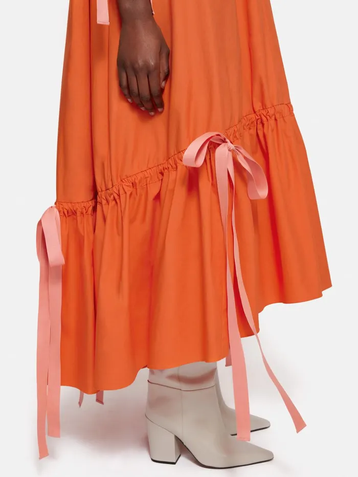 Jigsaw Roksanda Cotton V Neck Dress Orange Women Dresses and Jumpsuits