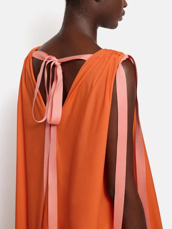Jigsaw Roksanda Cotton V Neck Dress Orange Women Dresses and Jumpsuits