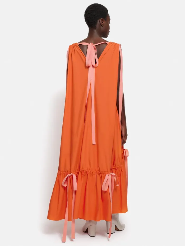 Jigsaw Roksanda Cotton V Neck Dress Orange Women Dresses and Jumpsuits