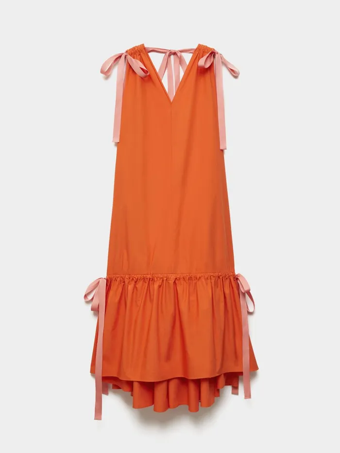 Jigsaw Roksanda Cotton V Neck Dress Orange Women Dresses and Jumpsuits