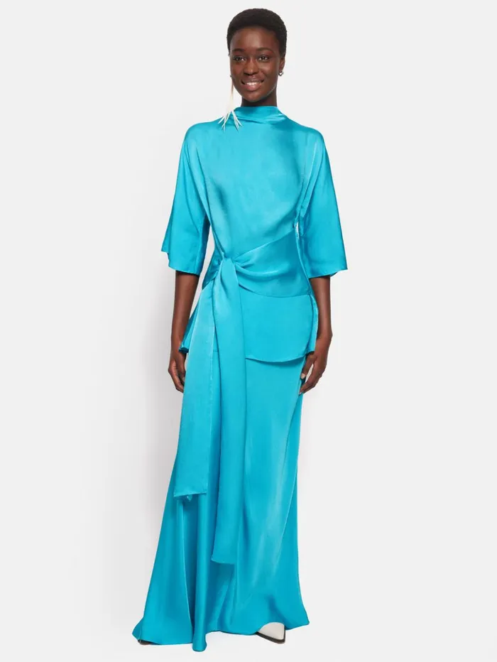 Jigsaw Roksanda Hammered Satin Top Blue Women Coords
