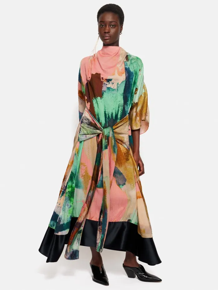 Jigsaw Roksanda Knotted Plisse Dress Multi Women Dresses and Jumpsuits