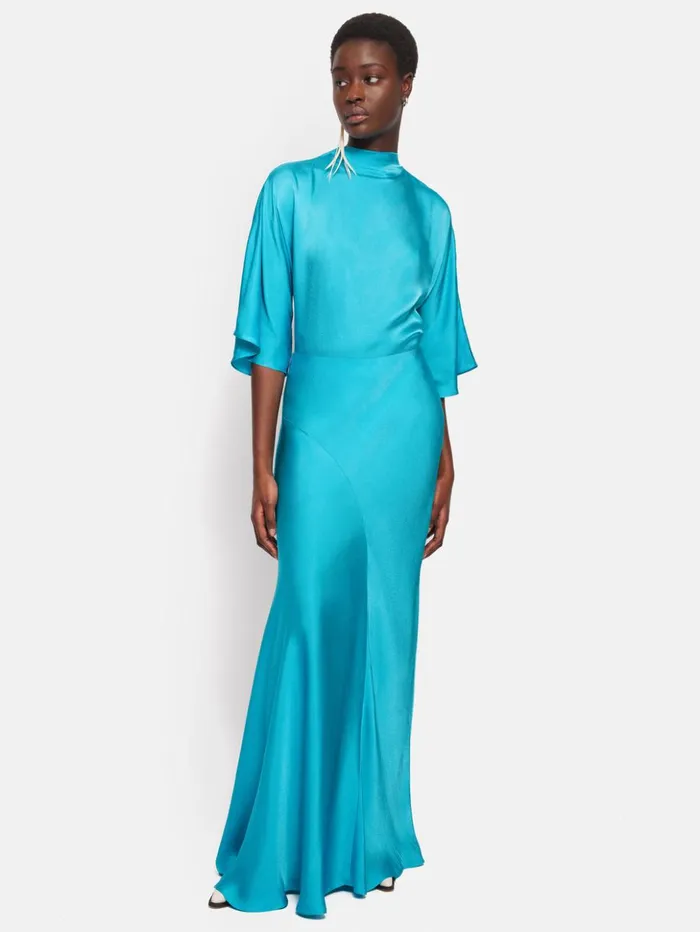 Jigsaw Roksanda Satin Maxi Skirt Blue Women Skirts