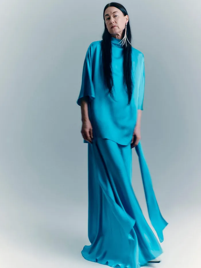 Jigsaw Roksanda Satin Maxi Skirt Blue Women Skirts