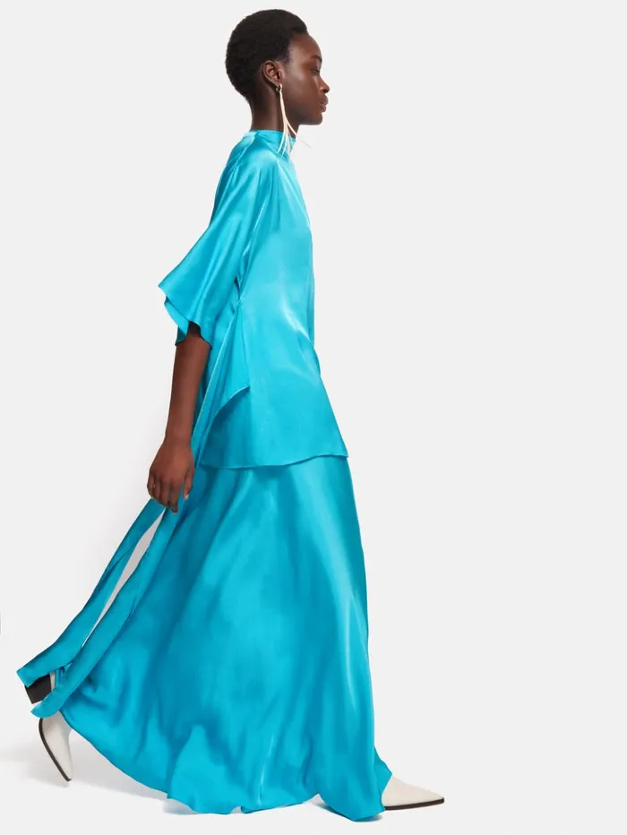 Jigsaw Roksanda Satin Maxi Skirt Blue Women Skirts