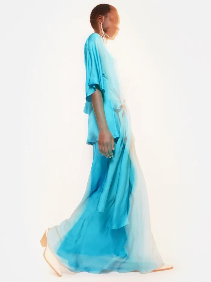 Jigsaw Roksanda Satin Maxi Skirt Blue Women Skirts