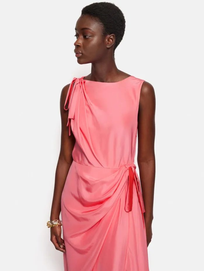 Jigsaw Roksanda Silk Bow Dress Pink Women Dresses and Jumpsuits
