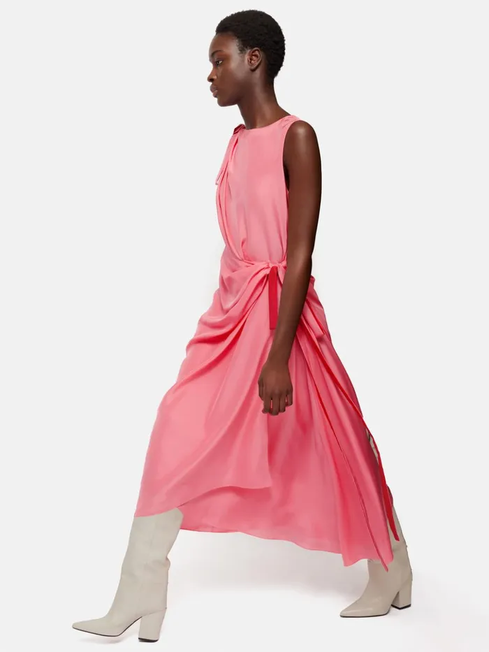 Jigsaw Roksanda Silk Bow Dress Pink Women Dresses and Jumpsuits