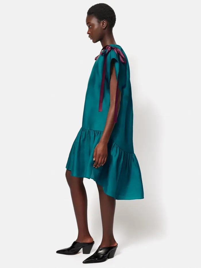 Jigsaw Roksanda Silk Gazar Dress Teal Women Dresses and Jumpsuits