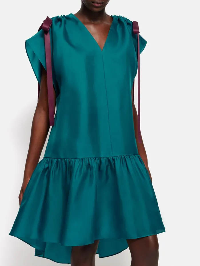 Jigsaw Roksanda Silk Gazar Dress Teal Women Dresses and Jumpsuits