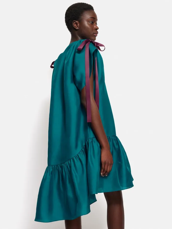 Jigsaw Roksanda Silk Gazar Dress Teal Women Dresses and Jumpsuits