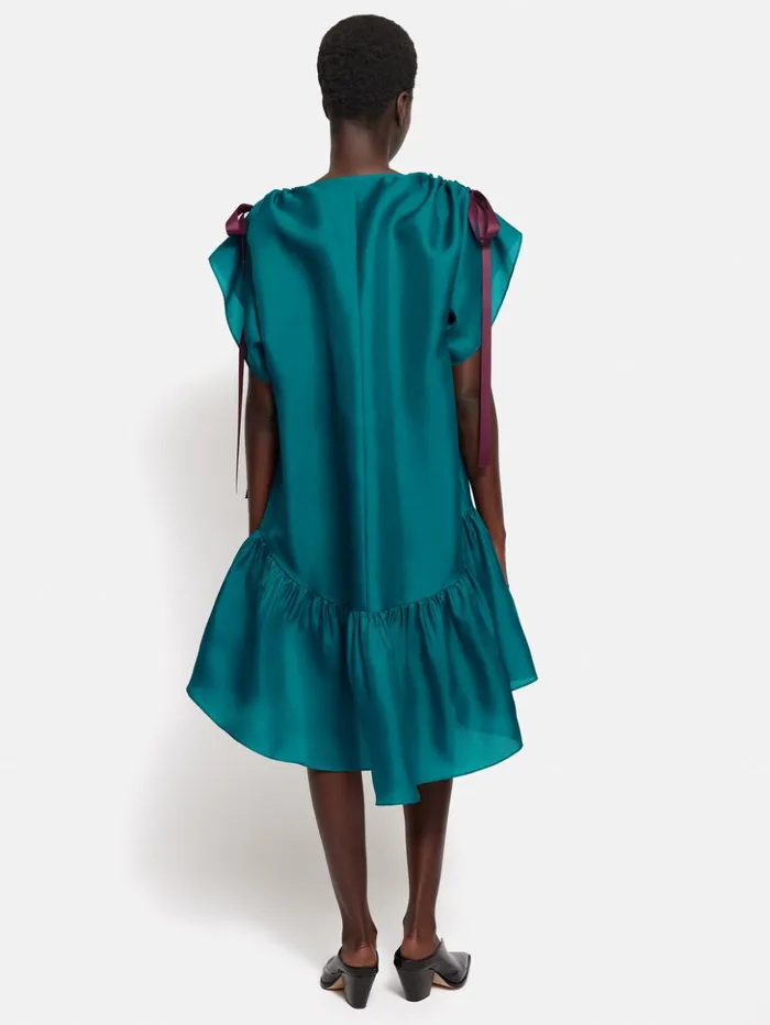 Jigsaw Roksanda Silk Gazar Dress Teal Women Dresses and Jumpsuits