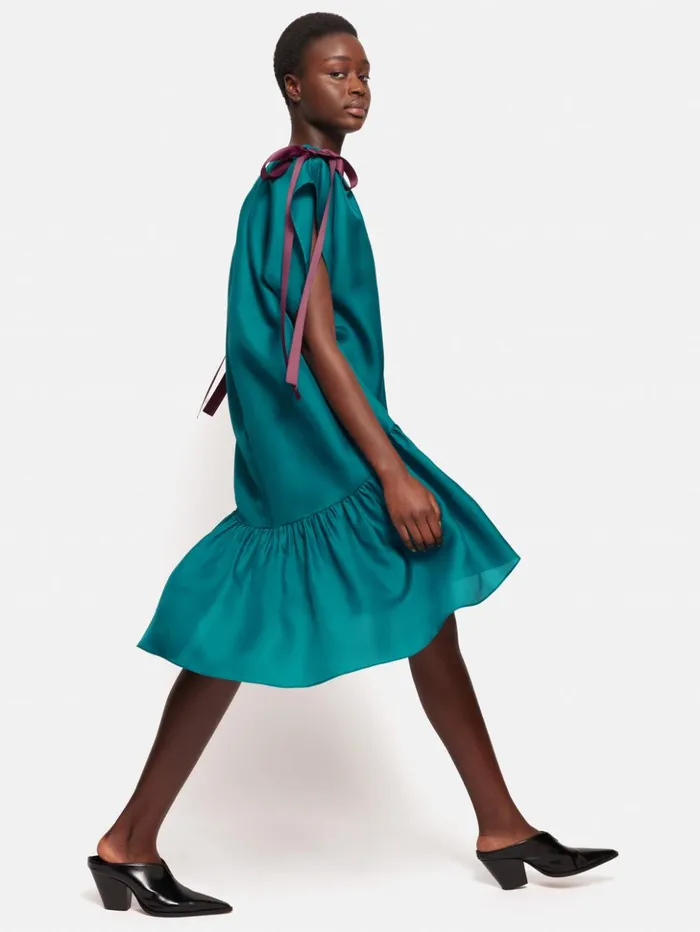 Jigsaw Roksanda Silk Gazar Dress Teal Women Dresses and Jumpsuits