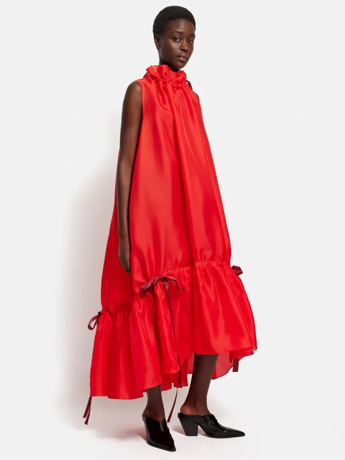 Jigsaw Roksanda Silk Gazar Maxi Dress Red Women Dresses and Jumpsuits