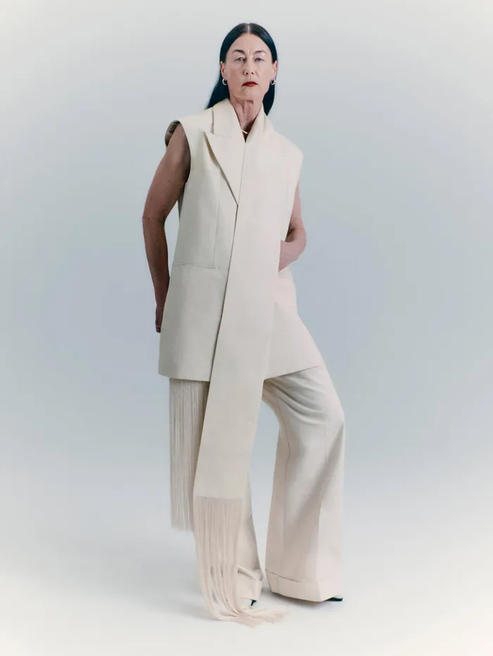 Jigsaw Roksanda Sleeveless Blazer Cream Women Coats and Jackets