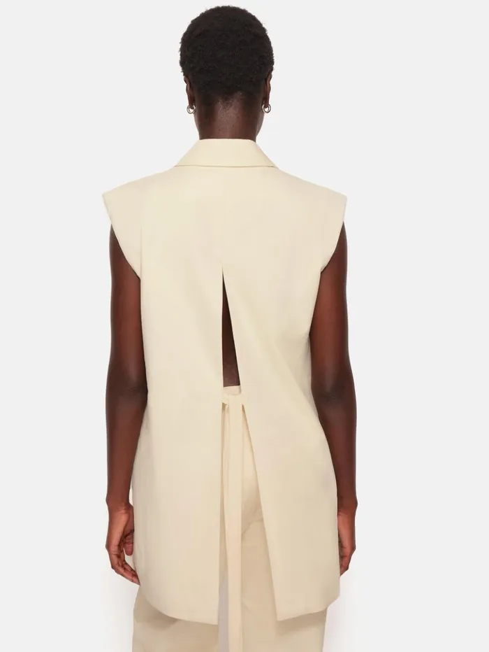 Jigsaw Roksanda Sleeveless Blazer Cream Women Coats and Jackets