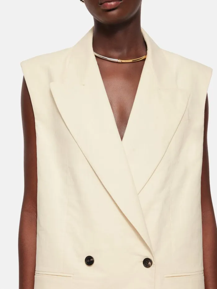 Jigsaw Roksanda Sleeveless Blazer Cream Women Coats and Jackets