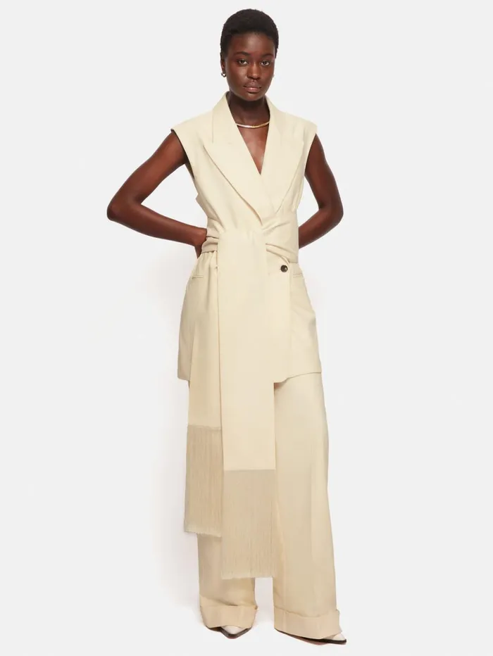 Jigsaw Roksanda Sleeveless Blazer Cream Women Coats and Jackets