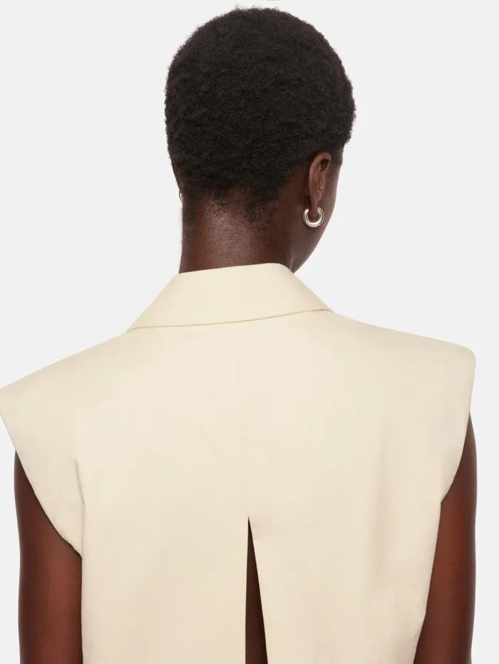 Jigsaw Roksanda Sleeveless Blazer Cream Women Coats and Jackets