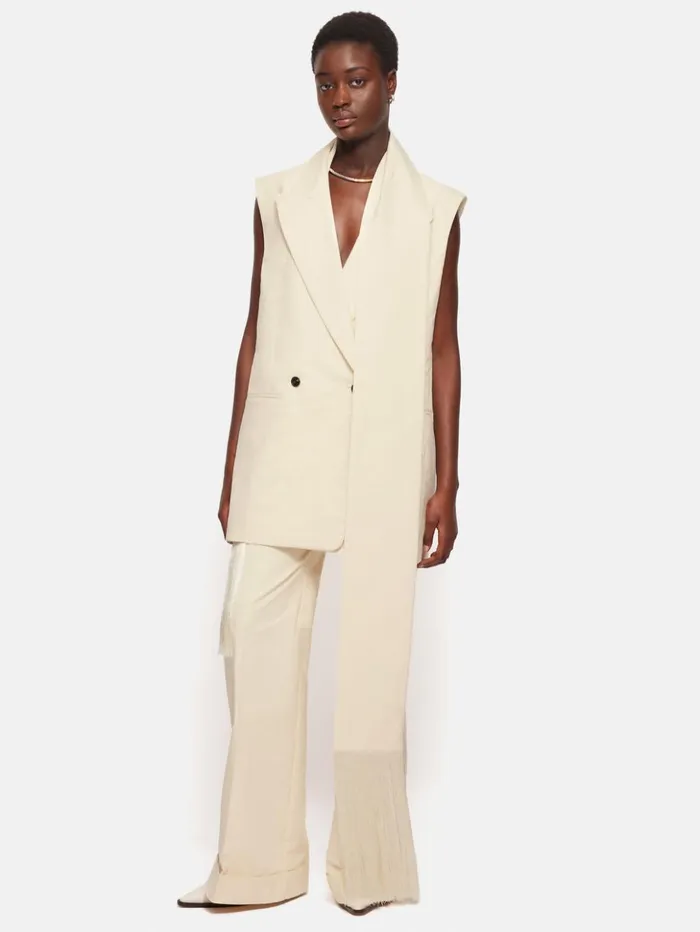 Jigsaw Roksanda Sleeveless Blazer Cream Women Coats and Jackets