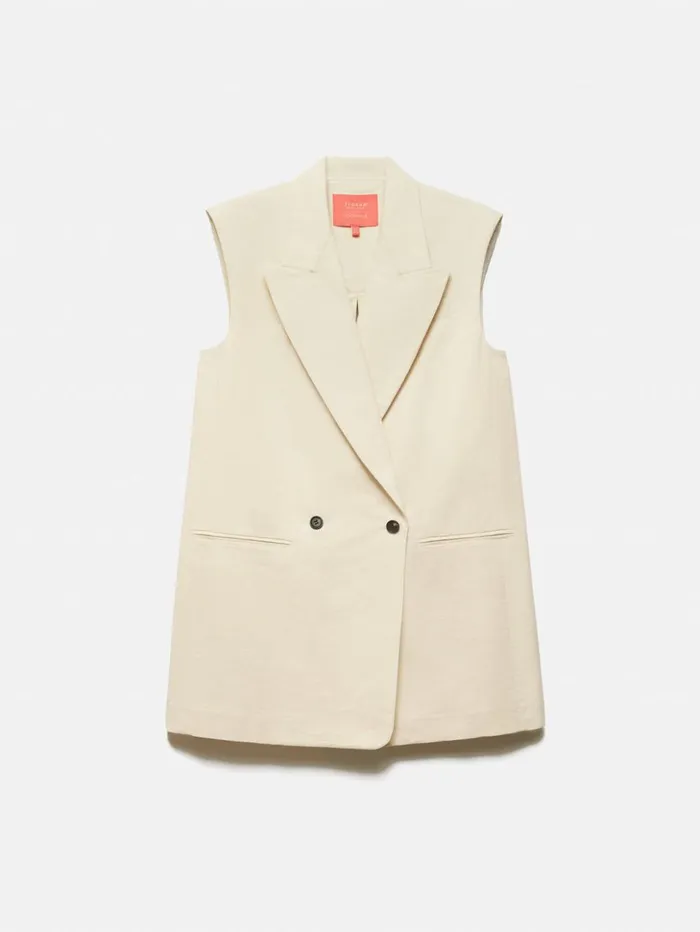 Jigsaw Roksanda Sleeveless Blazer Cream Women Coats and Jackets