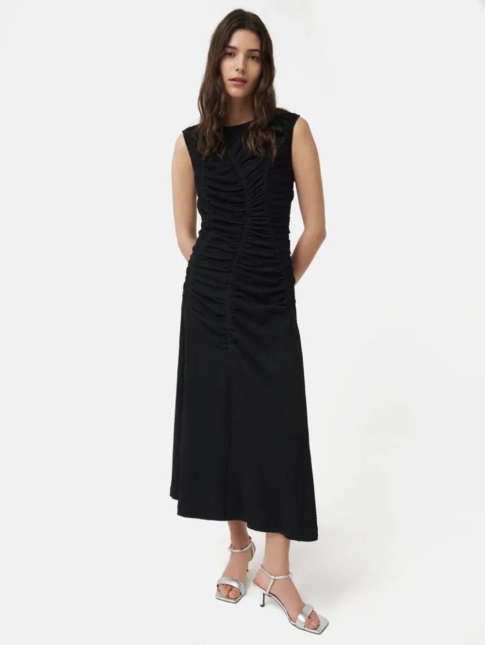 Jigsaw Ruched Jersey Dress Black Women Dresses and Jumpsuits