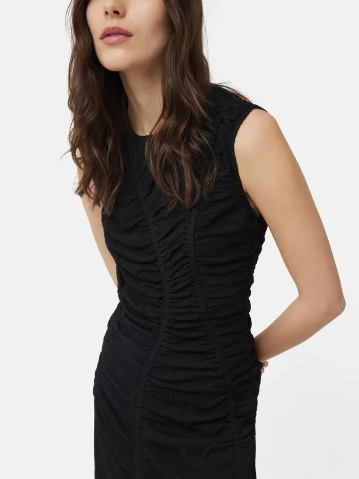 Jigsaw Ruched Jersey Dress Black Women Dresses and Jumpsuits
