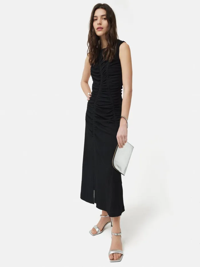 Jigsaw Ruched Jersey Dress Black Women Dresses and Jumpsuits