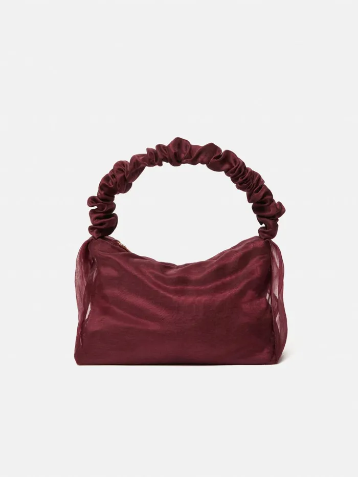 Jigsaw Ruched Organza Mini Bag Burgundy Women Bags